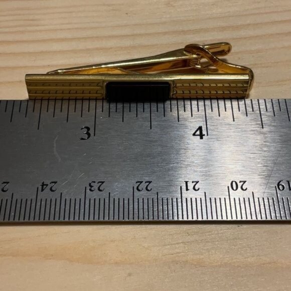 Gold Tie Clip With Black Enamel Accent - Picture 2 of 4